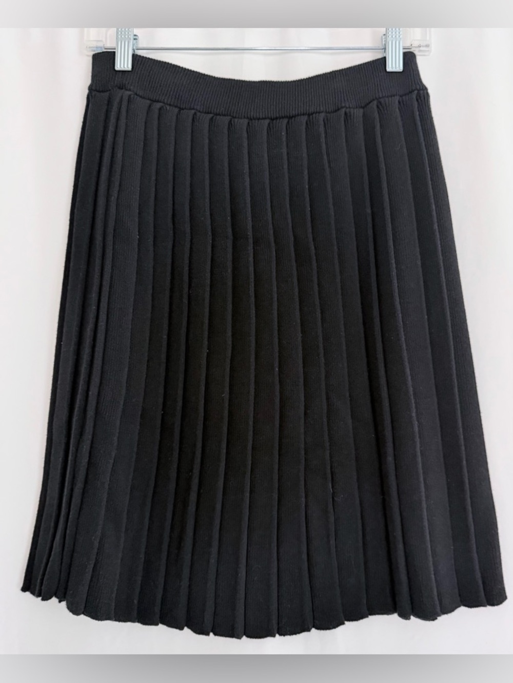 Delia McKain Black Pleated Sweater Skirt Size M Preppy Dark Academia Knit